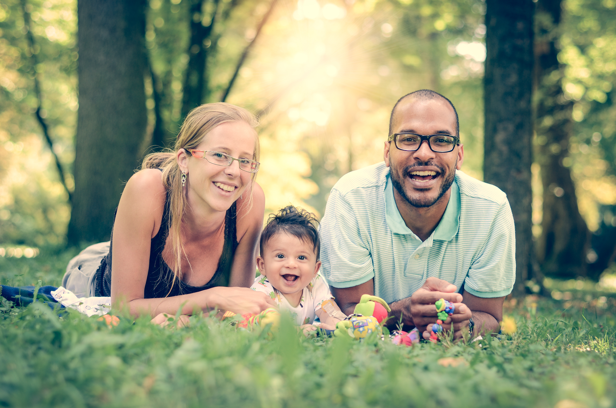 happy diverse family