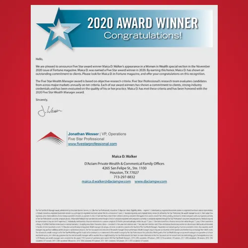 Five Star Wealth Manager Award Winner
